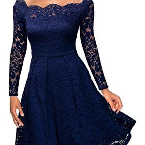 MissMay Floral lace boat neck cocktail dress